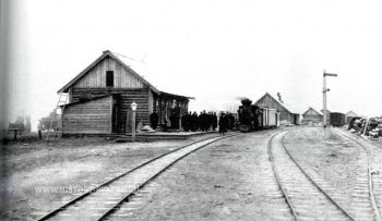 Станция узкой колеи Рязань-Пристань на левом берегу р. Оки. 1900 г.
