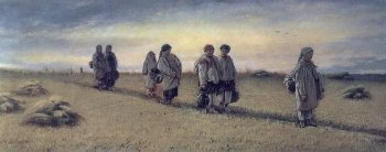 Возвращение жниц с поля в Рязанской губернии.